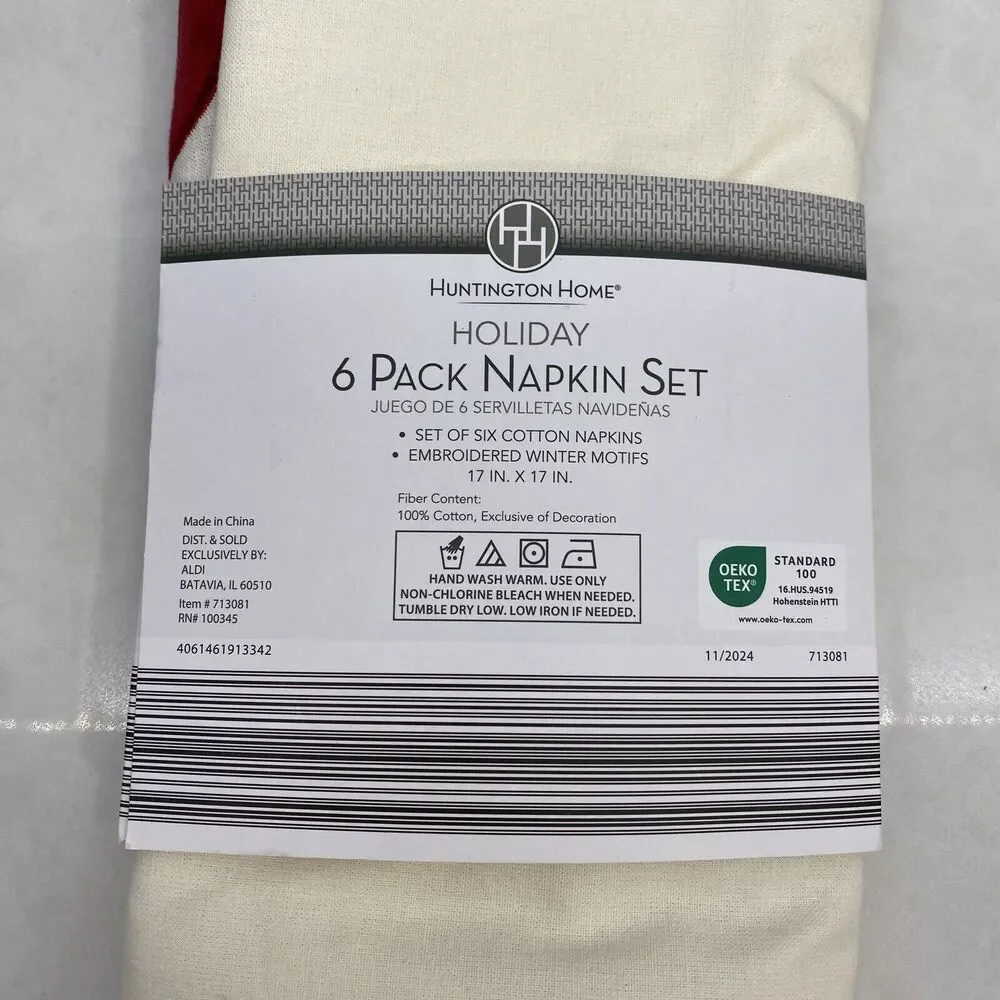 Aldi Christmas Ornaments Napkins Holiday Huntington Home  6pc Table